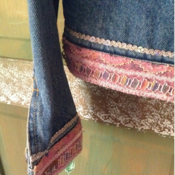 💗 Vintage Japanese Designer NICCI Stonewashed, Pink Lace Jean Jacket, Fe - Picture 5 of 5